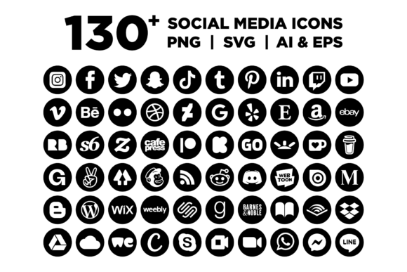 Download Black Circle Social Media Icons Set - Icons Collection