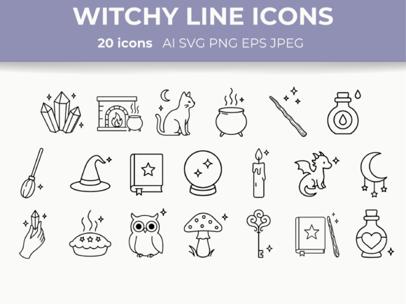 Download Witchy Aesthetic Line Icons Magical SVG - Icons Collection