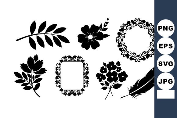Download Black Floral Elements and Ornamental Fra - Floral element Collection